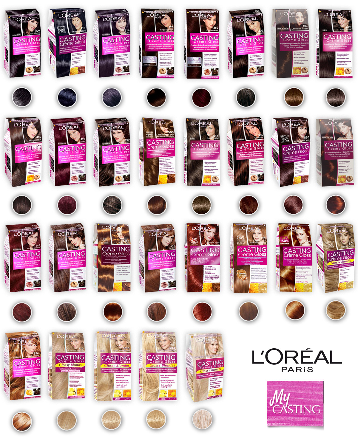 Odstíny barvy na vlasy Casting Crème Gloss od L`Oréal Paris