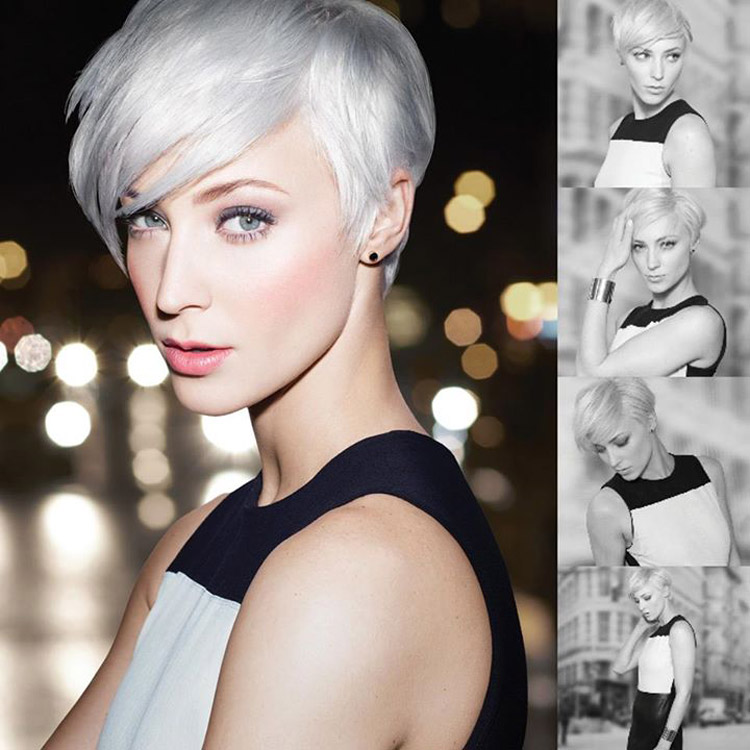 Nový účes modelky Danielle Williams – platinová blond.