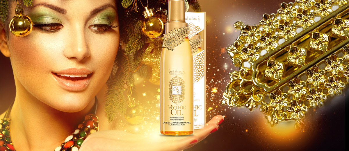 Luxusný vlasový olej Mythic Oil so šperkom sa ponúka len v špeciálnej vianočnej edícii. Šperk je od známej šperkárskej firmy Dear Charlotte.