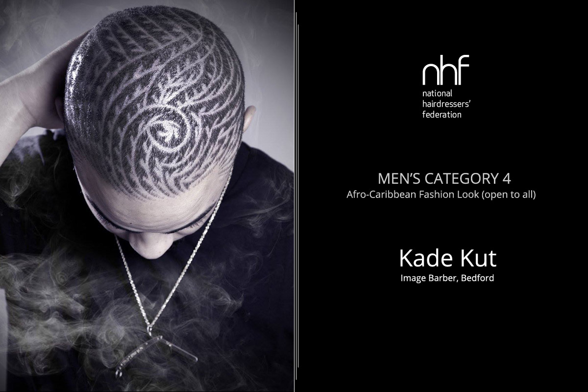 Fotoštylista Británie 2015 (Photographic Stylist – NHF) – víťaz Kade Burgess – Image Barbers, Bedford, (Men 'Category 4 – Afro-Caribbean – Fashion Look).